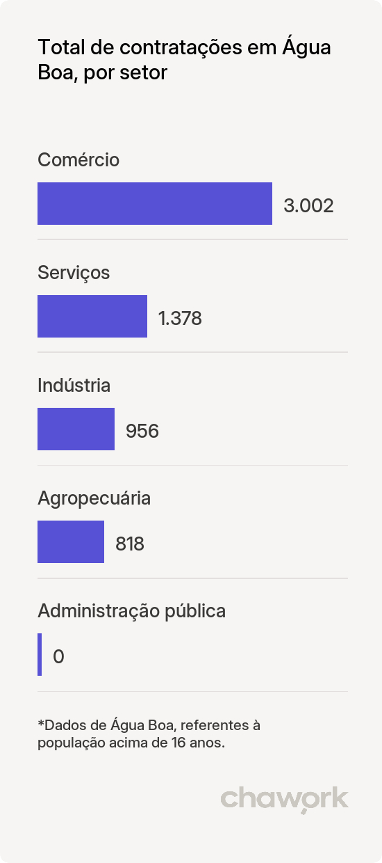 Total de contratações por setor em Água Boa, MG