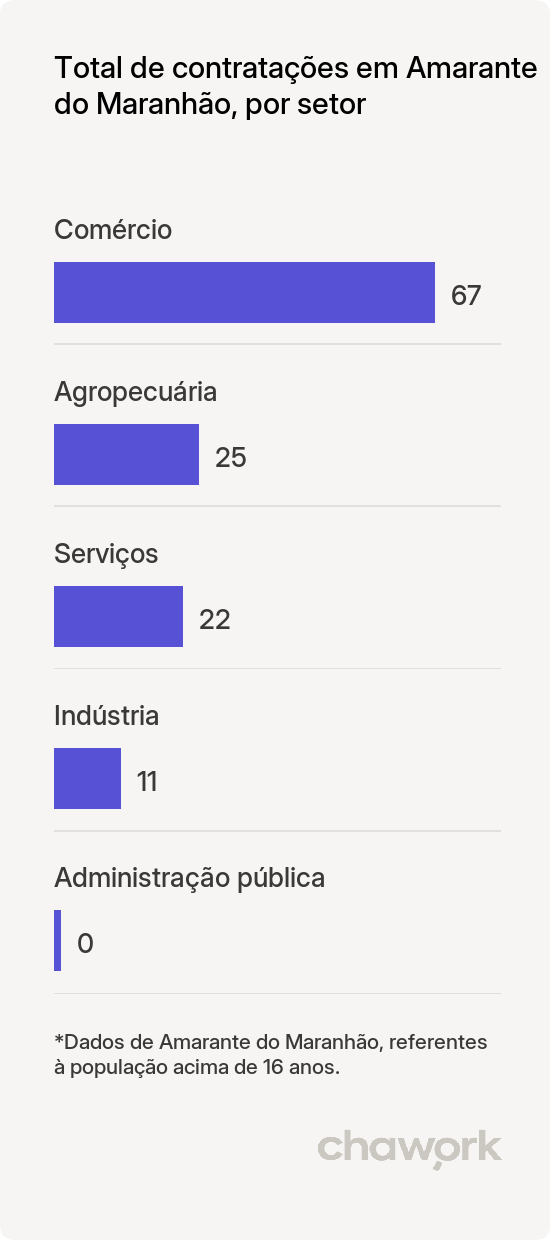 Total de contratações por setor em Amarante do Maranhão, MA