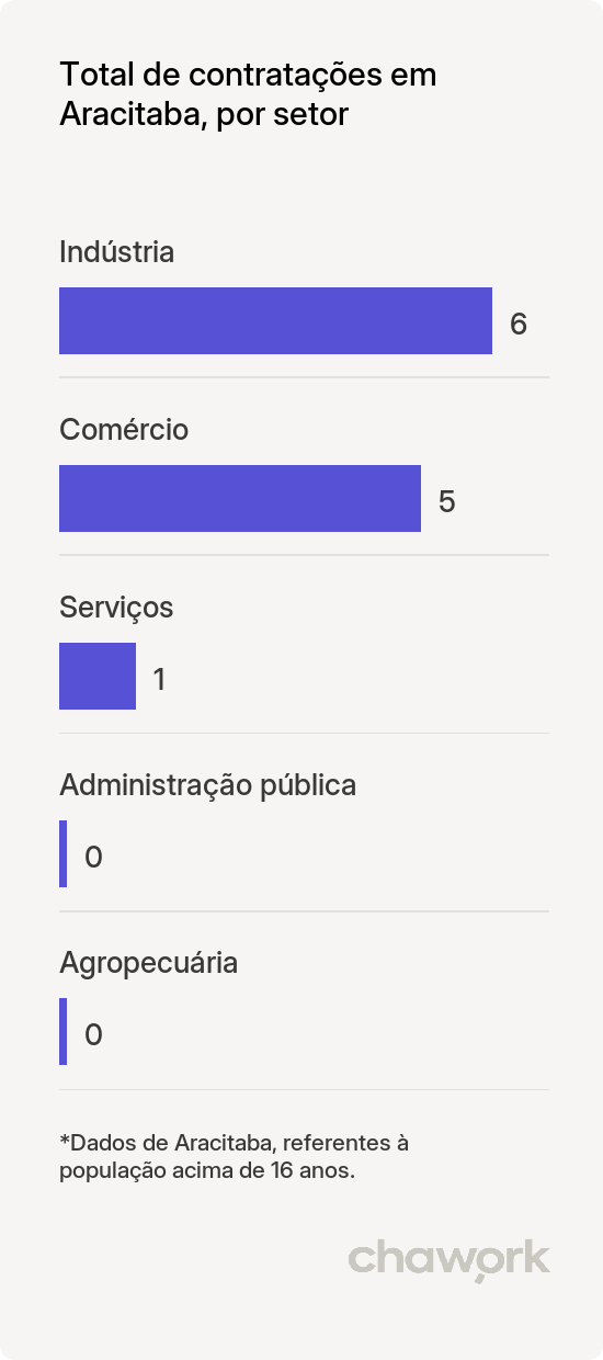 Total de contratações por setor em Aracitaba, MG