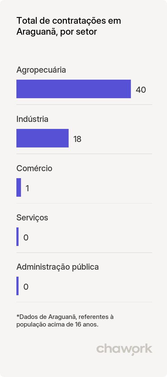 Total de contratações por setor em Araguanã, MA
