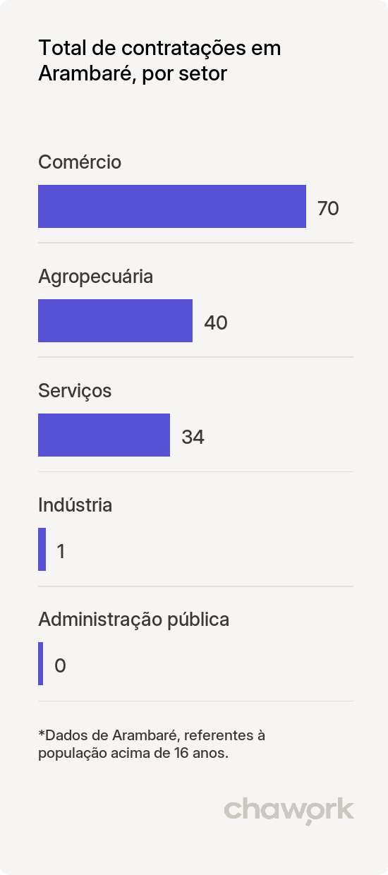 Total de contratações por setor em Arambaré, RS
