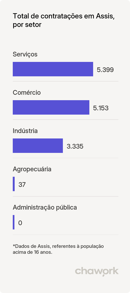 Total de contratações por setor em Assis, SP