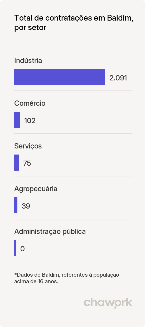 Total de contratações por setor em Baldim, MG