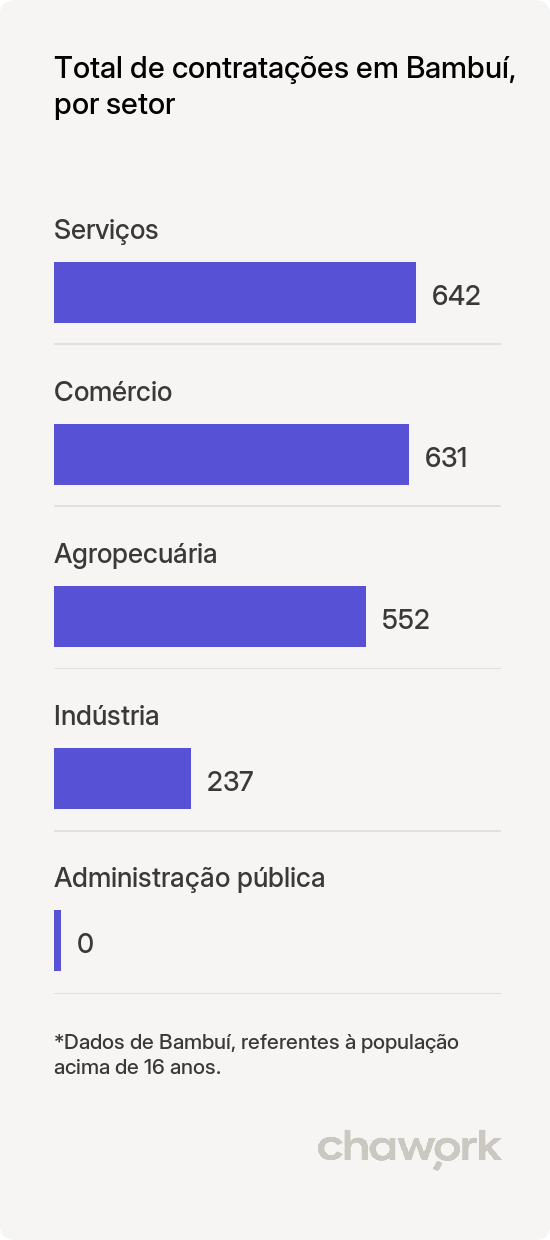 Total de contratações por setor em Bambuí, MG