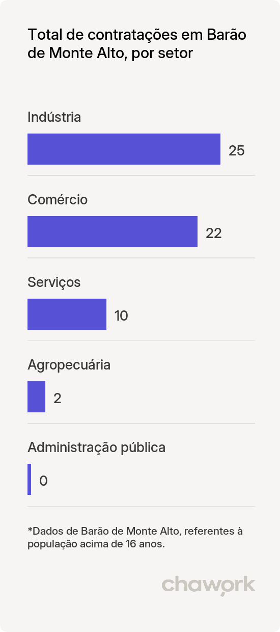 Total de contratações por setor em Barão de Monte Alto, MG