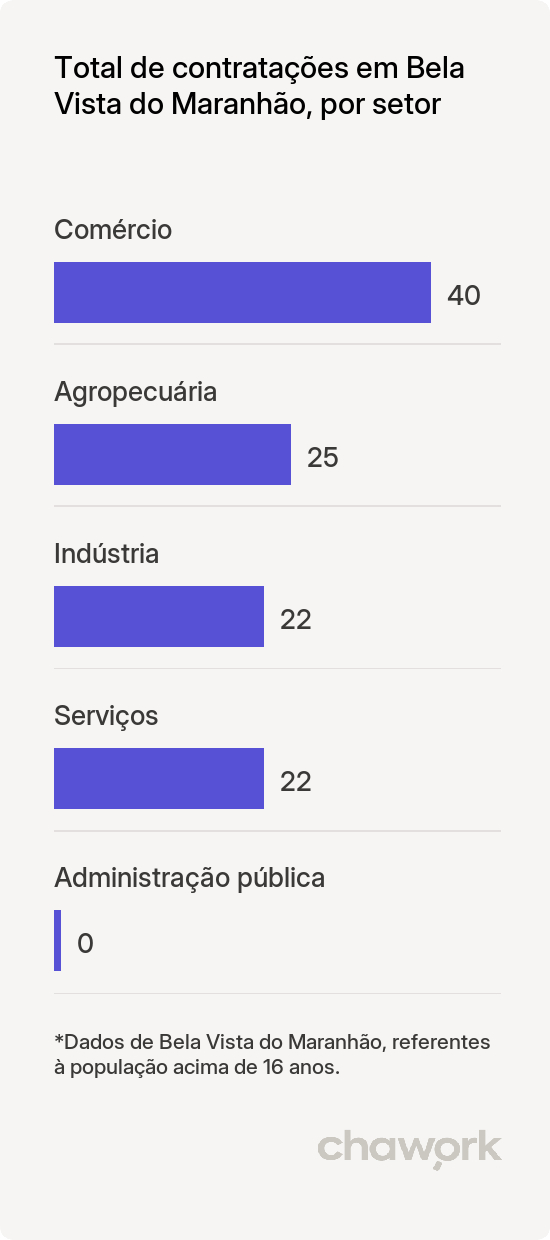 Total de contratações por setor em Bela Vista do Maranhão, MA