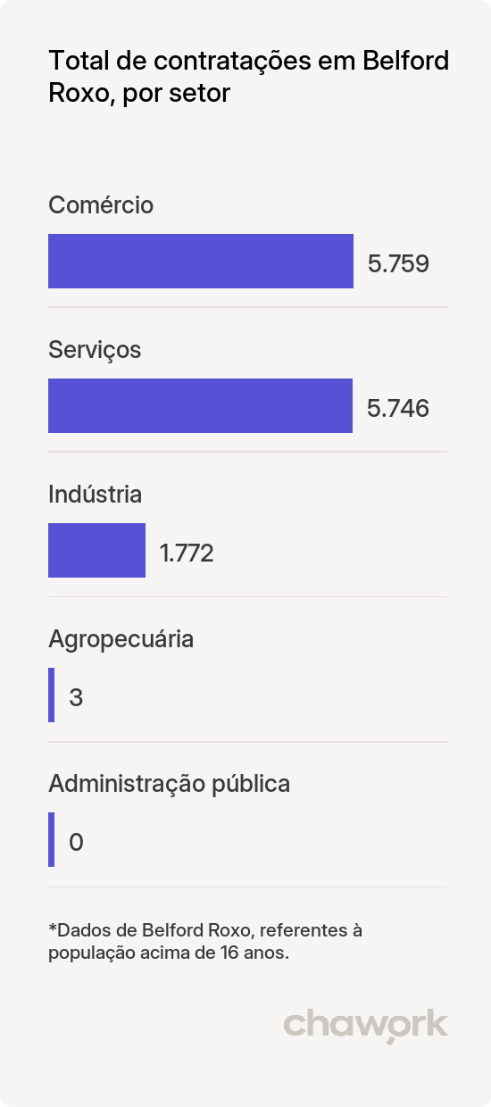 Total de contratações por setor em Belford Roxo, RJ