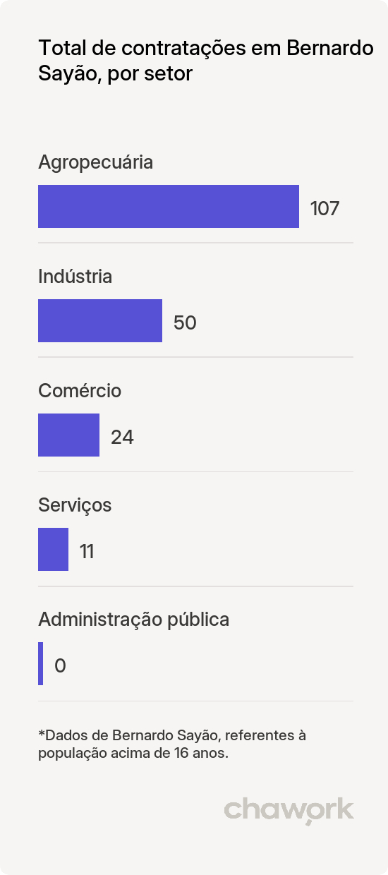 Total de contratações por setor em Bernardo Sayão, TO