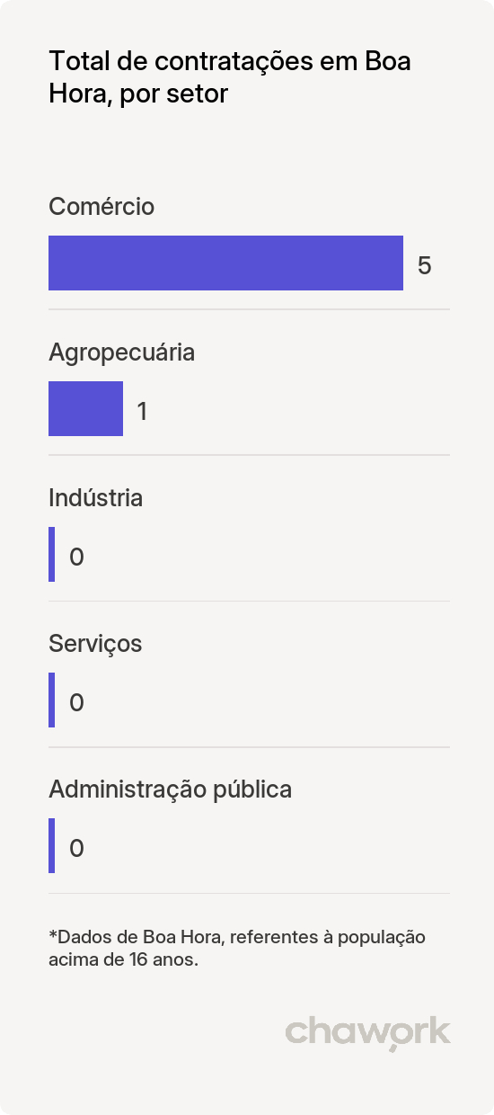 Total de contratações por setor em Boa Hora, PI