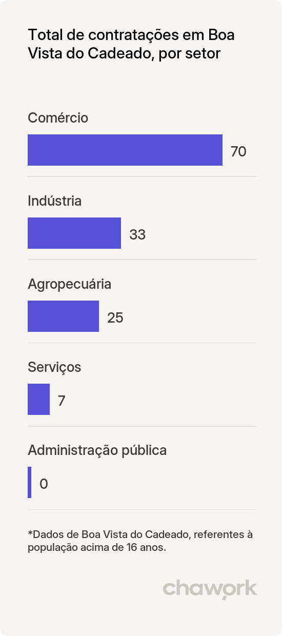 Total de contratações por setor em Boa Vista do Cadeado, RS