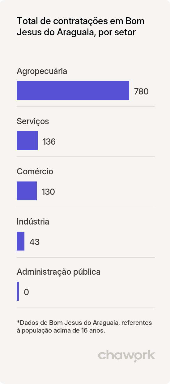 Total de contratações por setor em Bom Jesus do Araguaia, MT