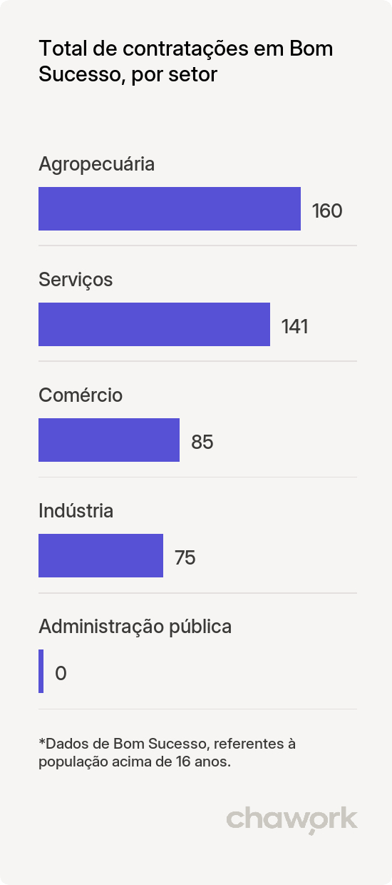 Total de contratações por setor em Bom Sucesso, PR