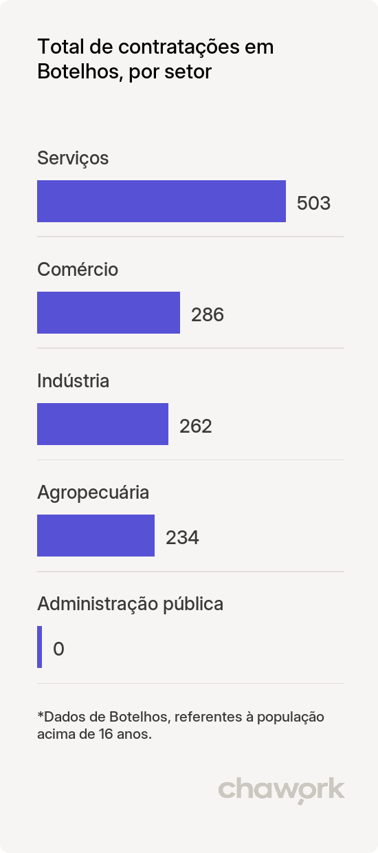 Total de contratações por setor em Botelhos, MG