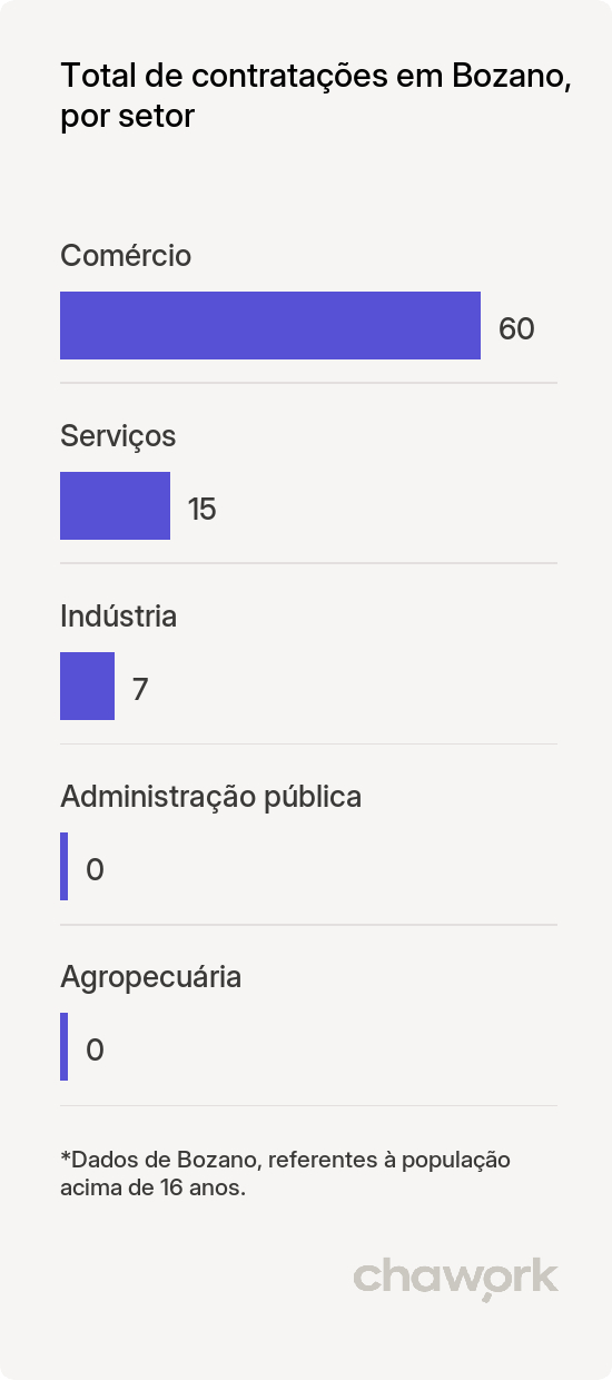 Total de contratações por setor em Bozano, RS
