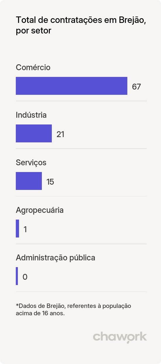 Total de contratações por setor em Brejão, PE