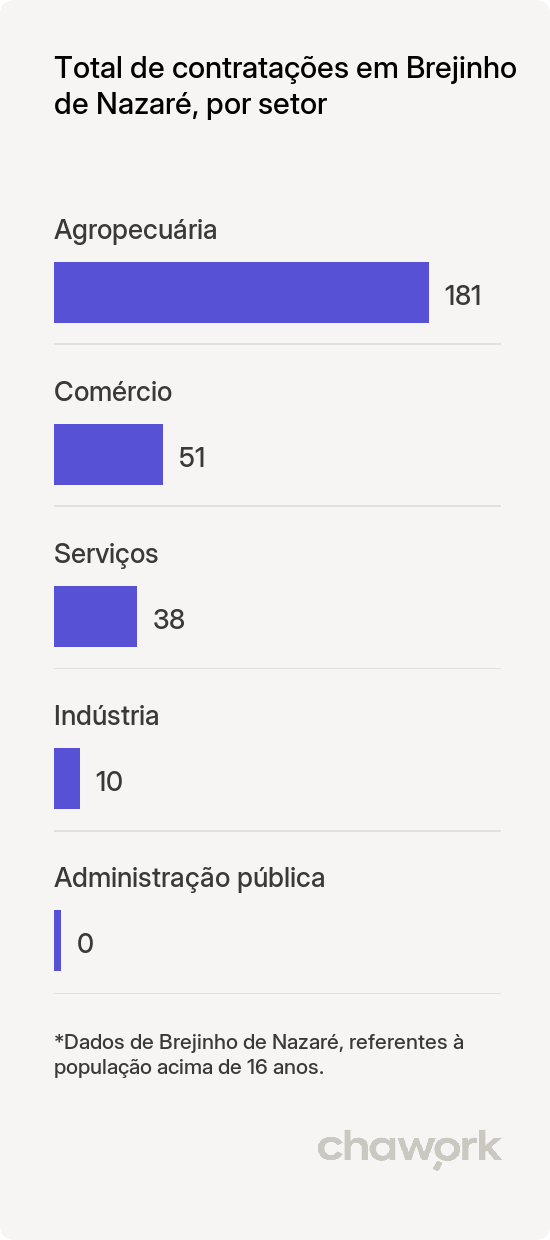 Total de contratações por setor em Brejinho de Nazaré, TO