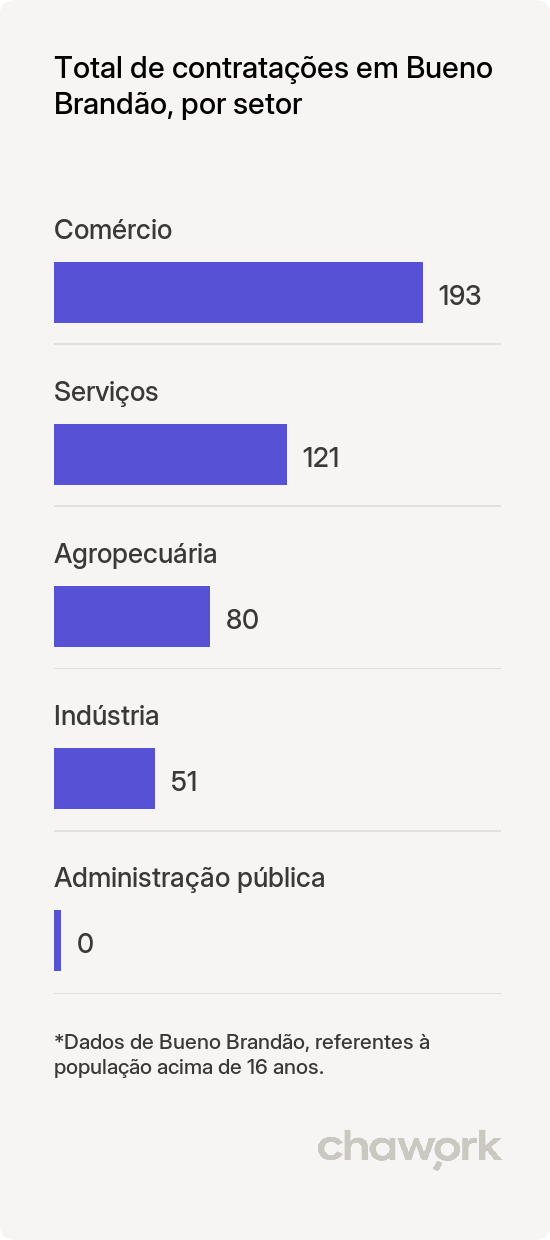 Total de contratações por setor em Bueno Brandão, MG