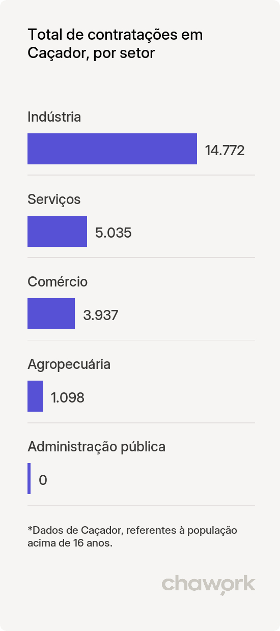 Total de contratações por setor em Caçador, SC