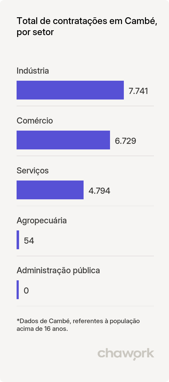 Total de contratações por setor em Cambé, PR