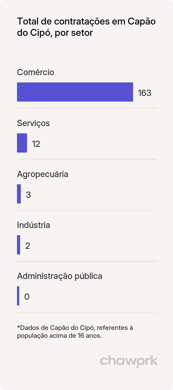 Total de contratações por setor em Capão do Cipó, RS