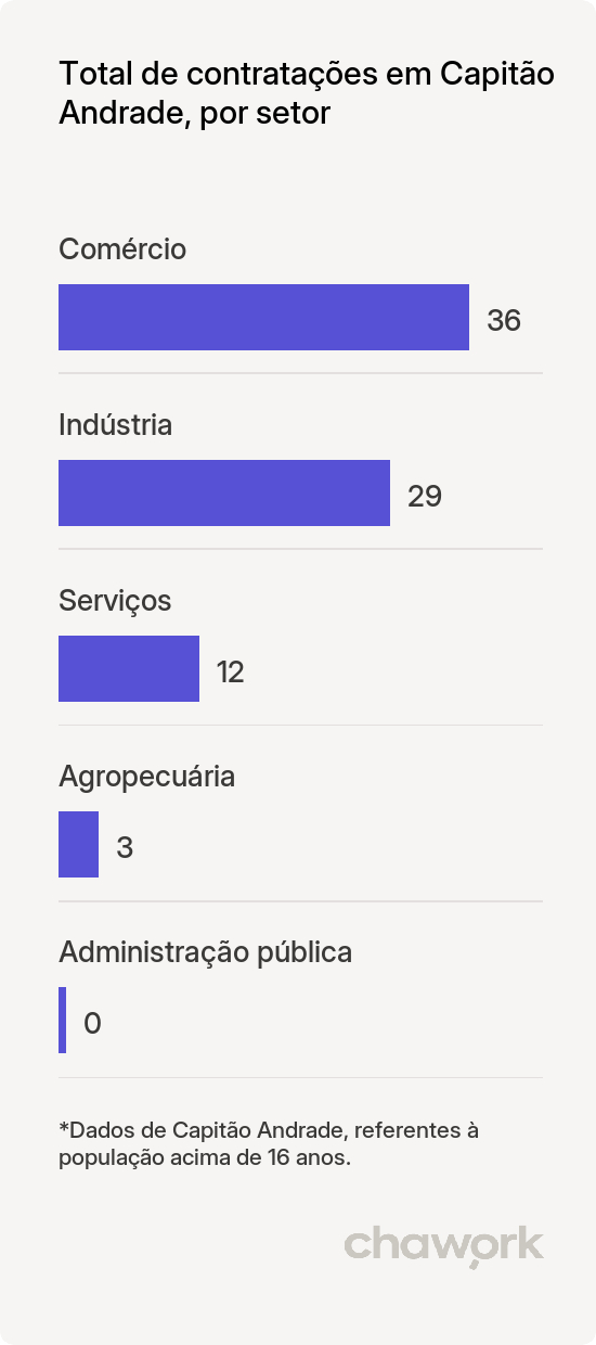 Total de contratações por setor em Capitão Andrade, MG