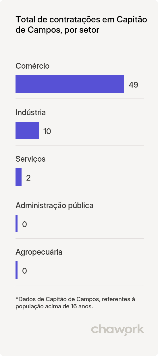 Total de contratações por setor em Capitão de Campos, PI