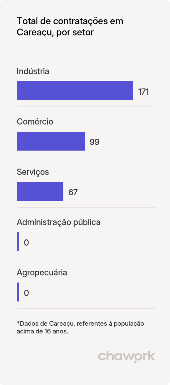 Total de contratações por setor em Careaçu, MG