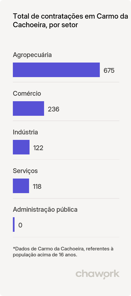 Total de contratações por setor em Carmo da Cachoeira, MG