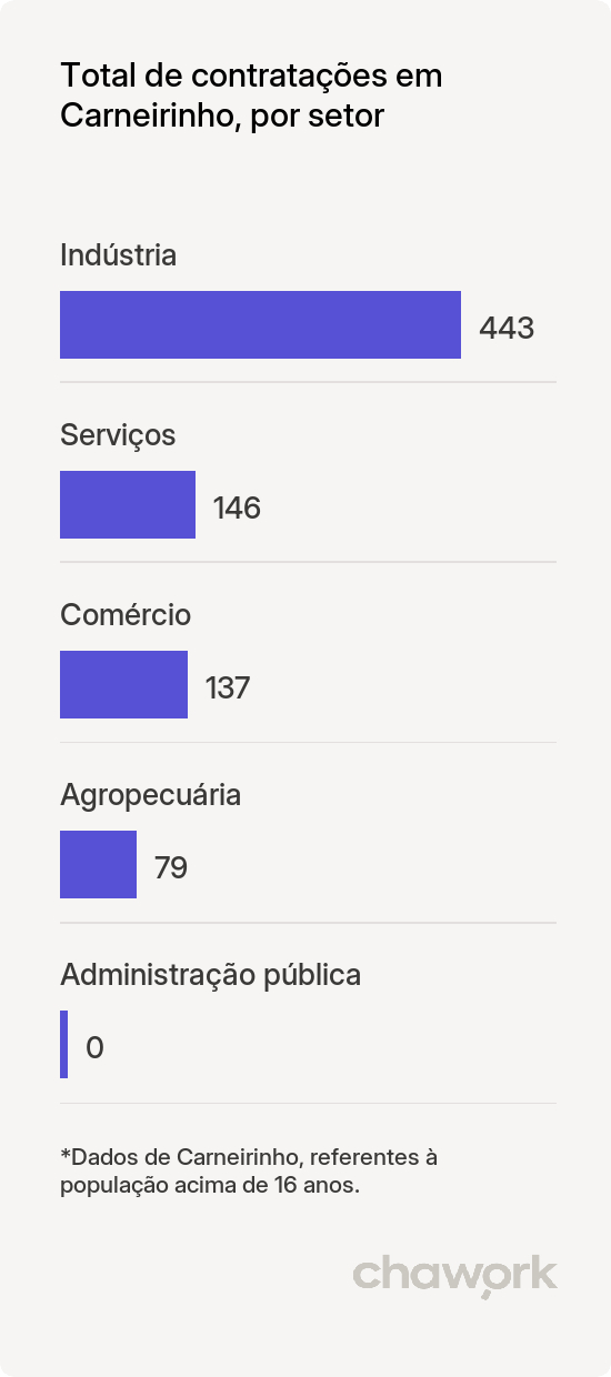 Total de contratações por setor em Carneirinho, MG