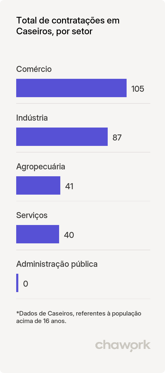 Total de contratações por setor em Caseiros, RS