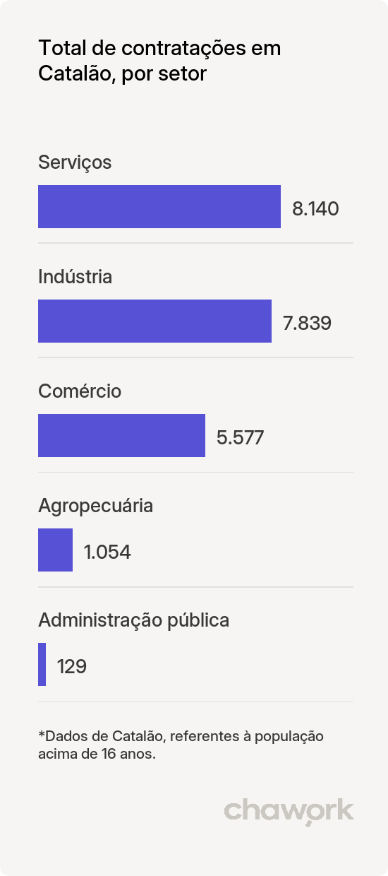 Total de contratações por setor em Catalão, GO