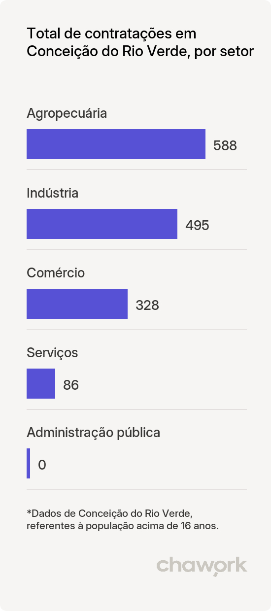Total de contratações por setor em Conceição do Rio Verde, MG