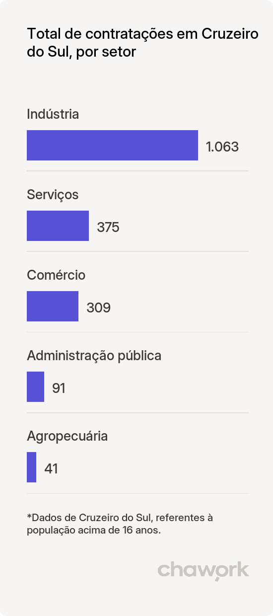 Total de contratações por setor em Cruzeiro do Sul, RS