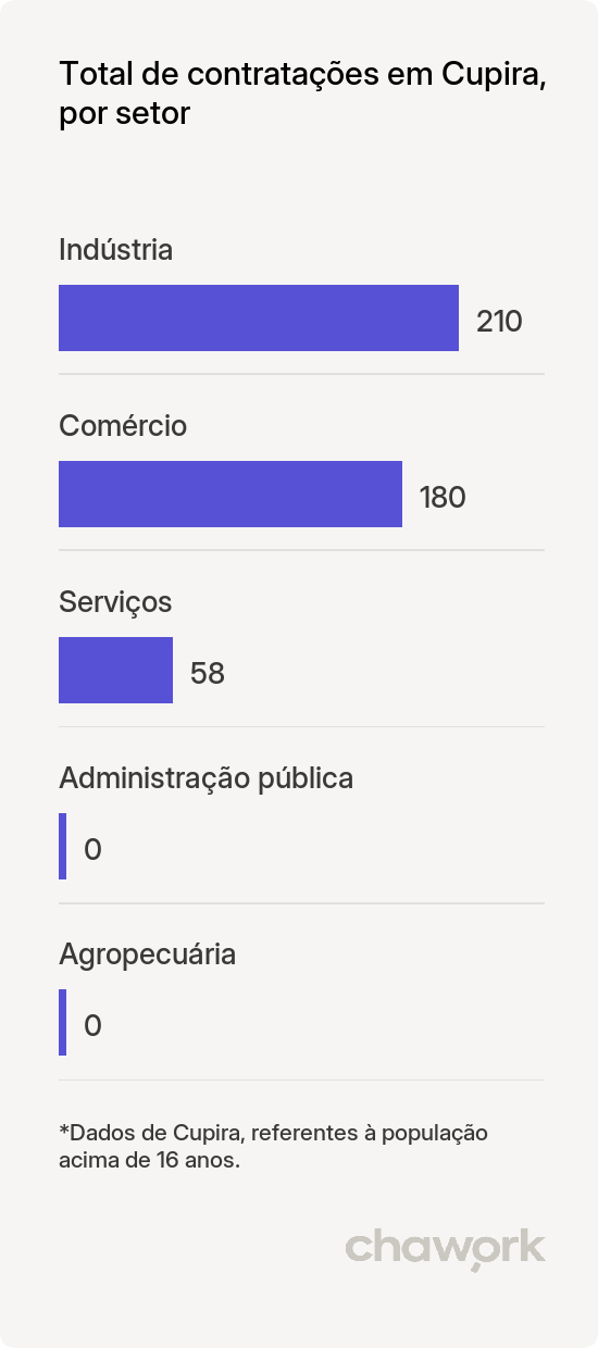 Total de contratações por setor em Cupira, PE