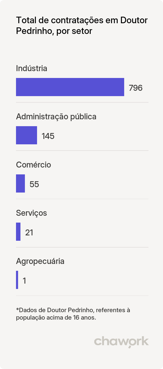 Total de contratações por setor em Doutor Pedrinho, SC