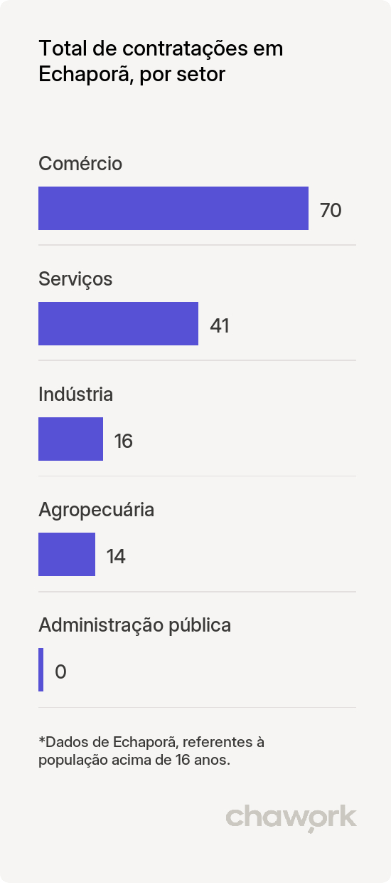 Total de contratações por setor em Echaporã, SP