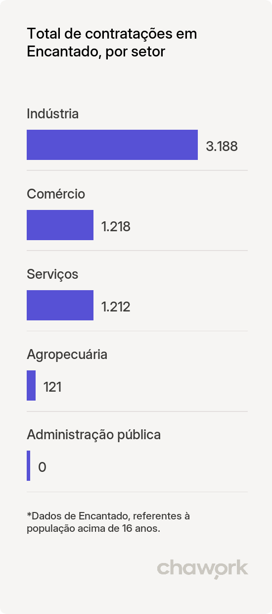 Total de contratações por setor em Encantado, RS