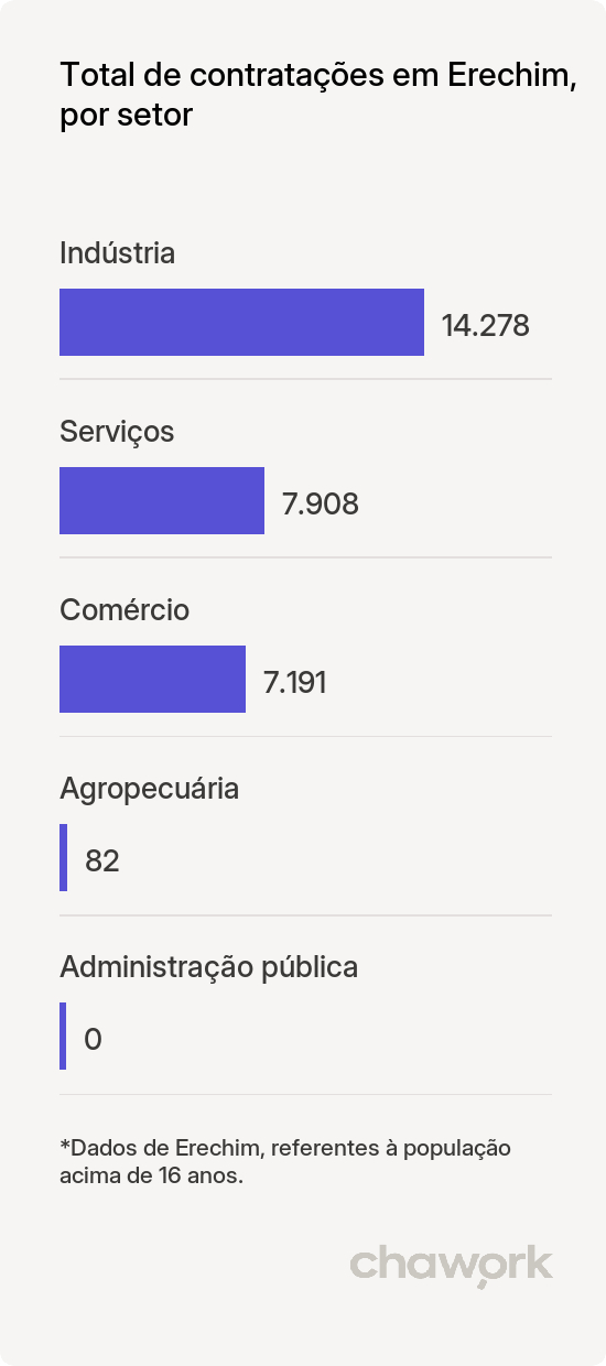 Total de contratações por setor em Erechim, RS