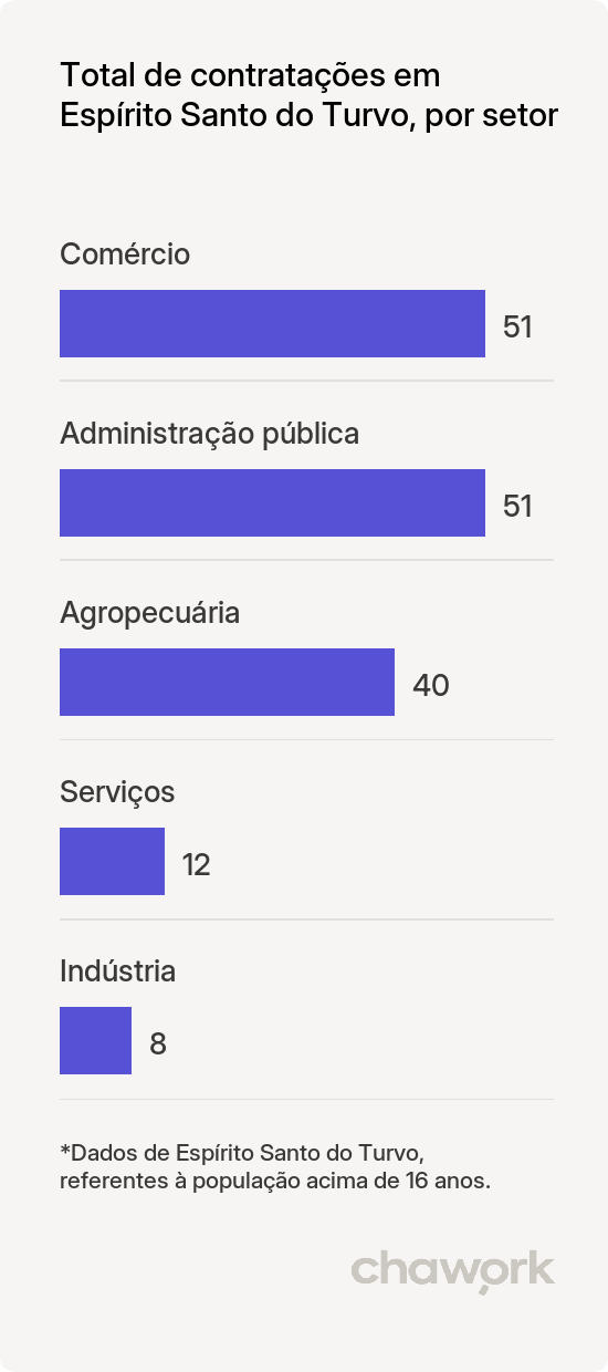 Total de contratações por setor em Espírito Santo do Turvo, SP