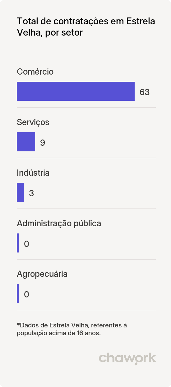 Total de contratações por setor em Estrela Velha, RS