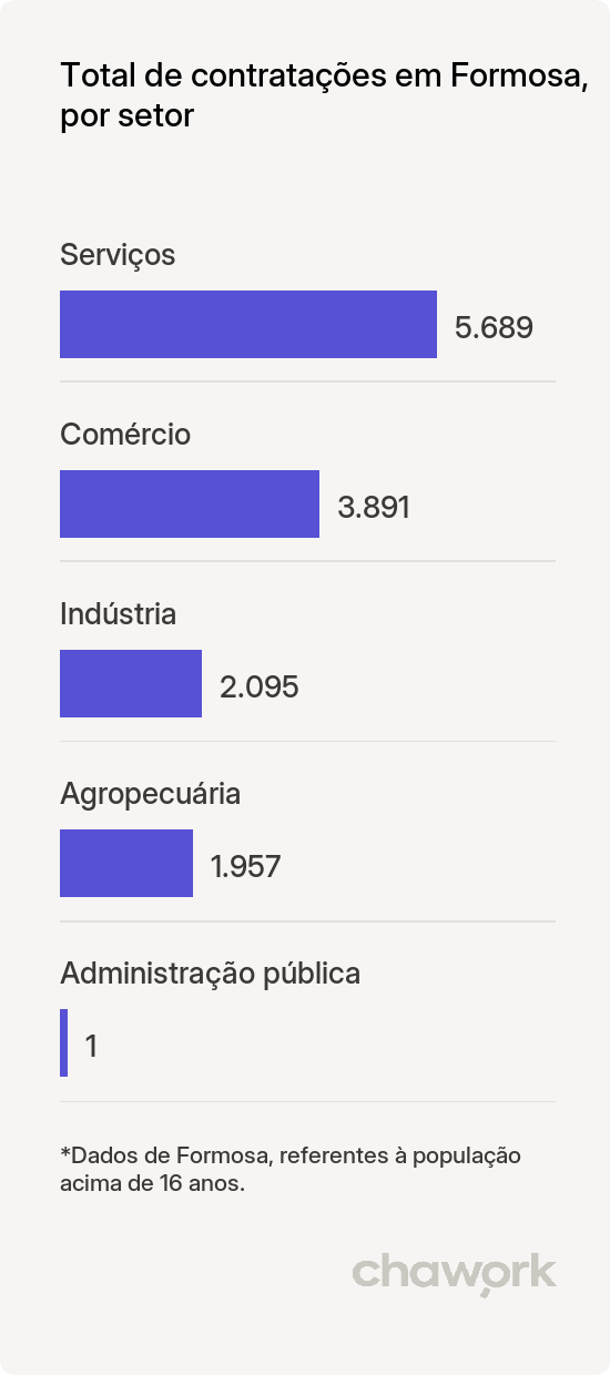 Total de contratações por setor em Formosa, GO