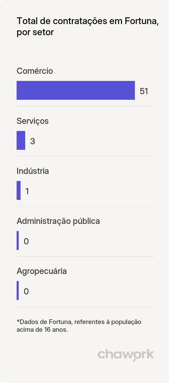 Total de contratações por setor em Fortuna, MA
