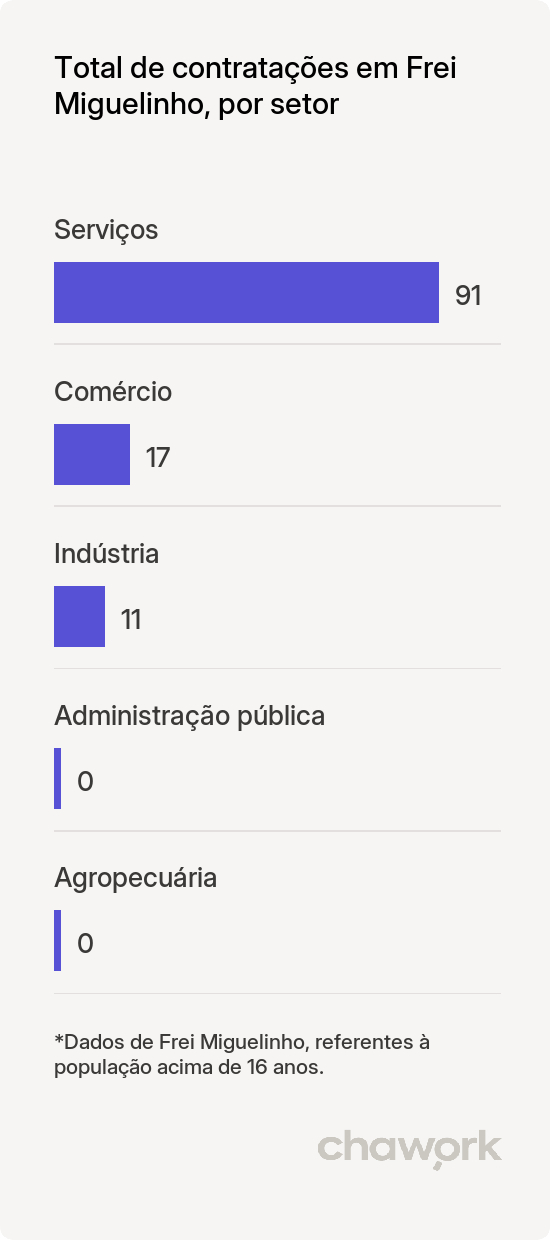 Total de contratações por setor em Frei Miguelinho, PE