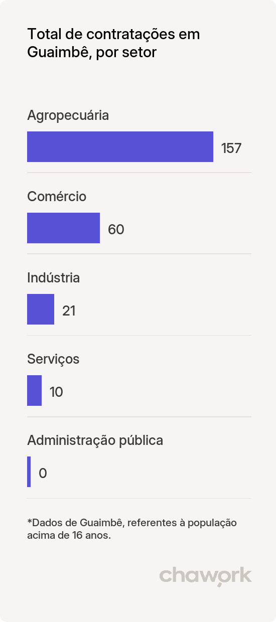 Total de contratações por setor em Guaimbê, SP