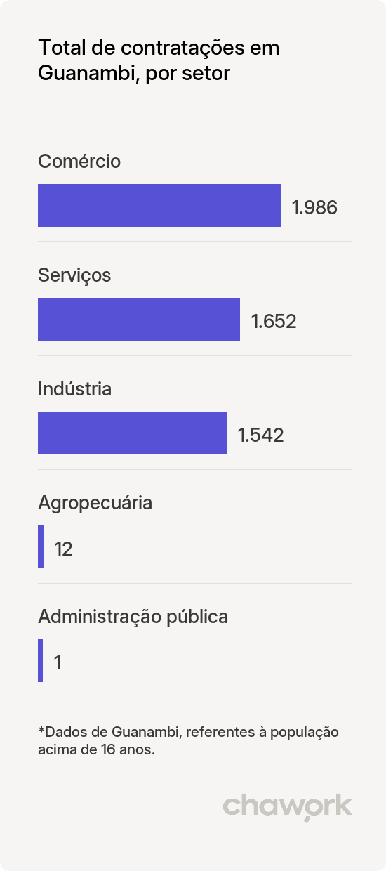 Total de contratações por setor em Guanambi, BA