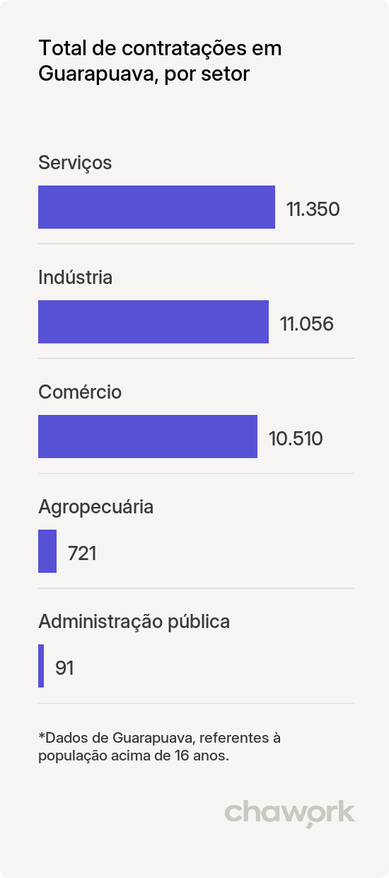 Total de contratações por setor em Guarapuava, PR