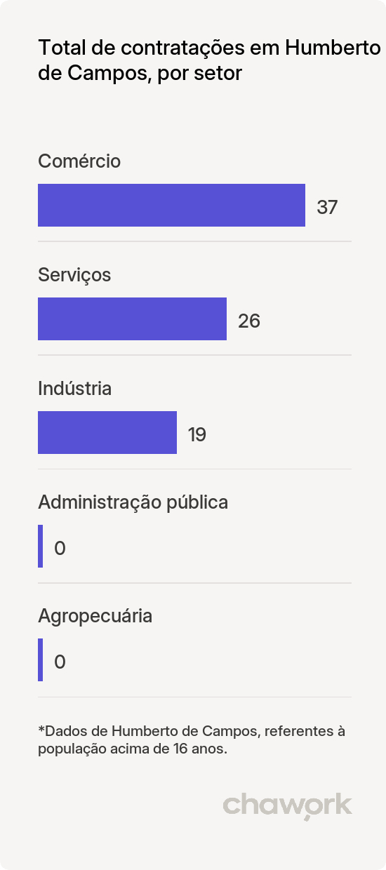 Total de contratações por setor em Humberto de Campos, MA