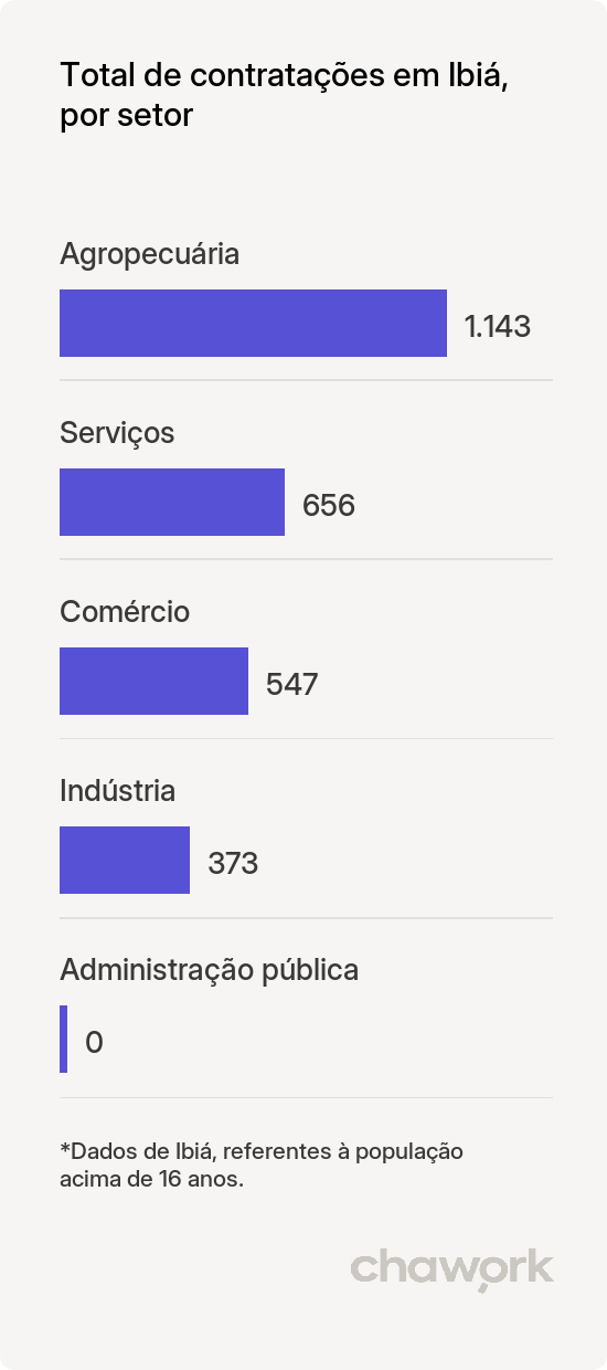 Total de contratações por setor em Ibiá, MG