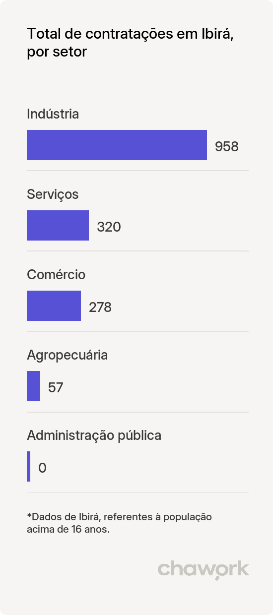 Total de contratações por setor em Ibirá, SP