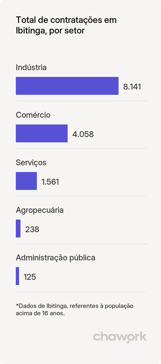 Total de contratações por setor em Ibitinga, SP